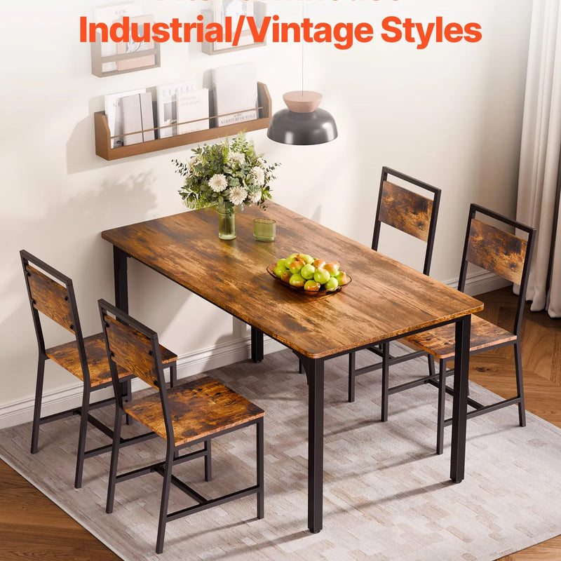 VEVOR 2 gab. ēdamistabas krēsli ar koka sēdvietu, metāla rāmi un atzveltni, viegli saliekami ādas sānu krēsli modernā lauku stila dizainā, valrieksta brūnā un melnā krāsā