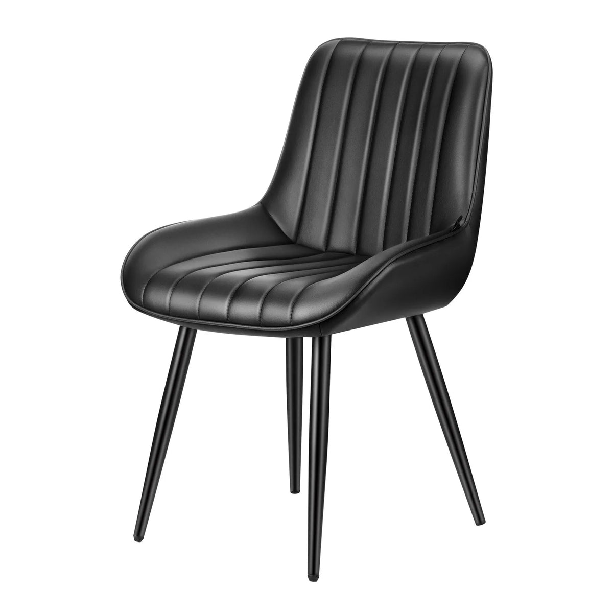 VEVOR 4 Pieces Modern Fabric Chairs with Thick Seats and Metal Legs, Black