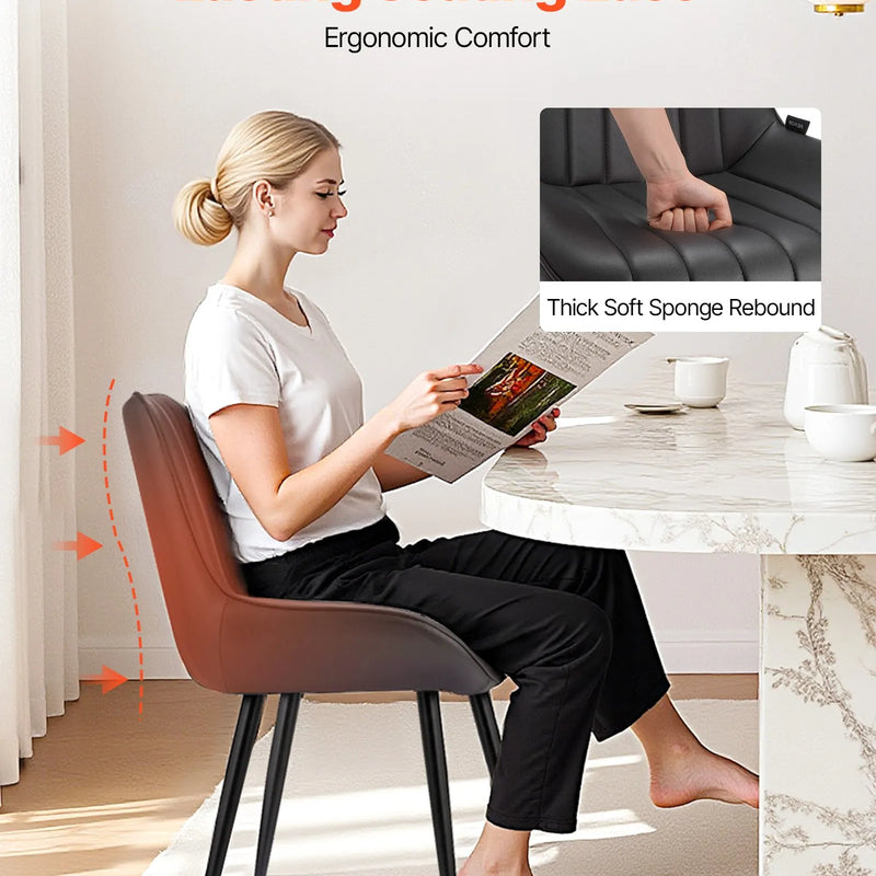 VEVOR 4 gab. mūsdienīgi auduma krēsli ar biezām sēdvietām un metāla kājām, melni