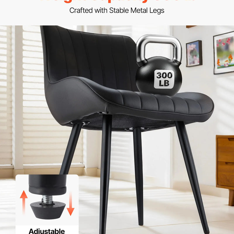 VEVOR 4 gab. mūsdienīgi auduma krēsli ar biezām sēdvietām un metāla kājām, melni