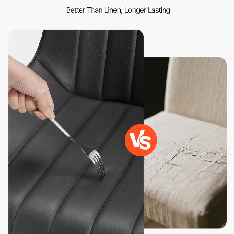 VEVOR 4 gab. mūsdienīgi auduma krēsli ar biezām sēdvietām un metāla kājām, melni