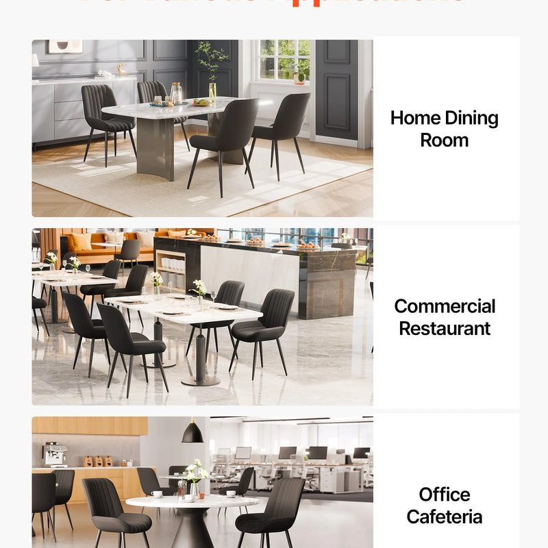 VEVOR 4 gab. mūsdienīgi auduma krēsli ar biezām sēdvietām un metāla kājām, melni