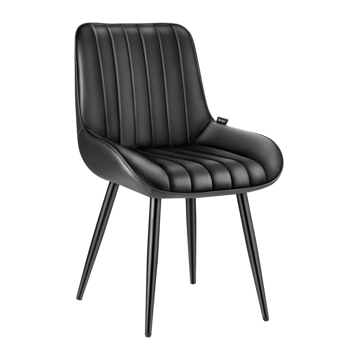 VEVOR 4 Pieces Modern Fabric Chairs with Thick Seats and Metal Legs, Black