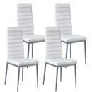 VEVOR 4 gab. mūsdienīgi ēdamistabas krēsli ar ādas apdari, biezām sēdvietas spilveniem un metāla kājām, balti