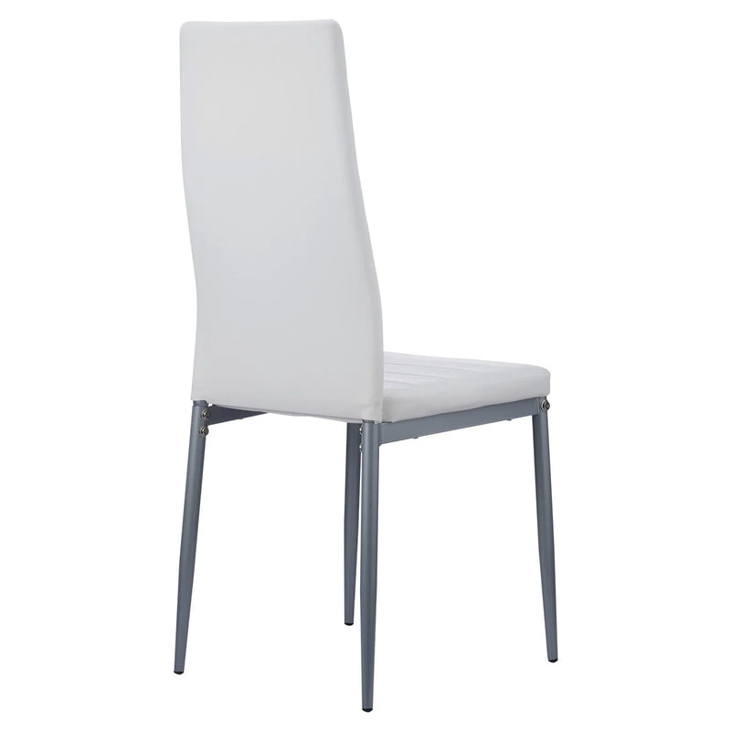 VEVOR 4 gab. mūsdienīgi ēdamistabas krēsli ar ādas apdari, biezām sēdvietas spilveniem un metāla kājām, balti