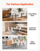 VEVOR 4 gab. mūsdienīgi ēdamistabas krēsli ar ādas apdari, biezām sēdvietas spilveniem un metāla kājām, balti