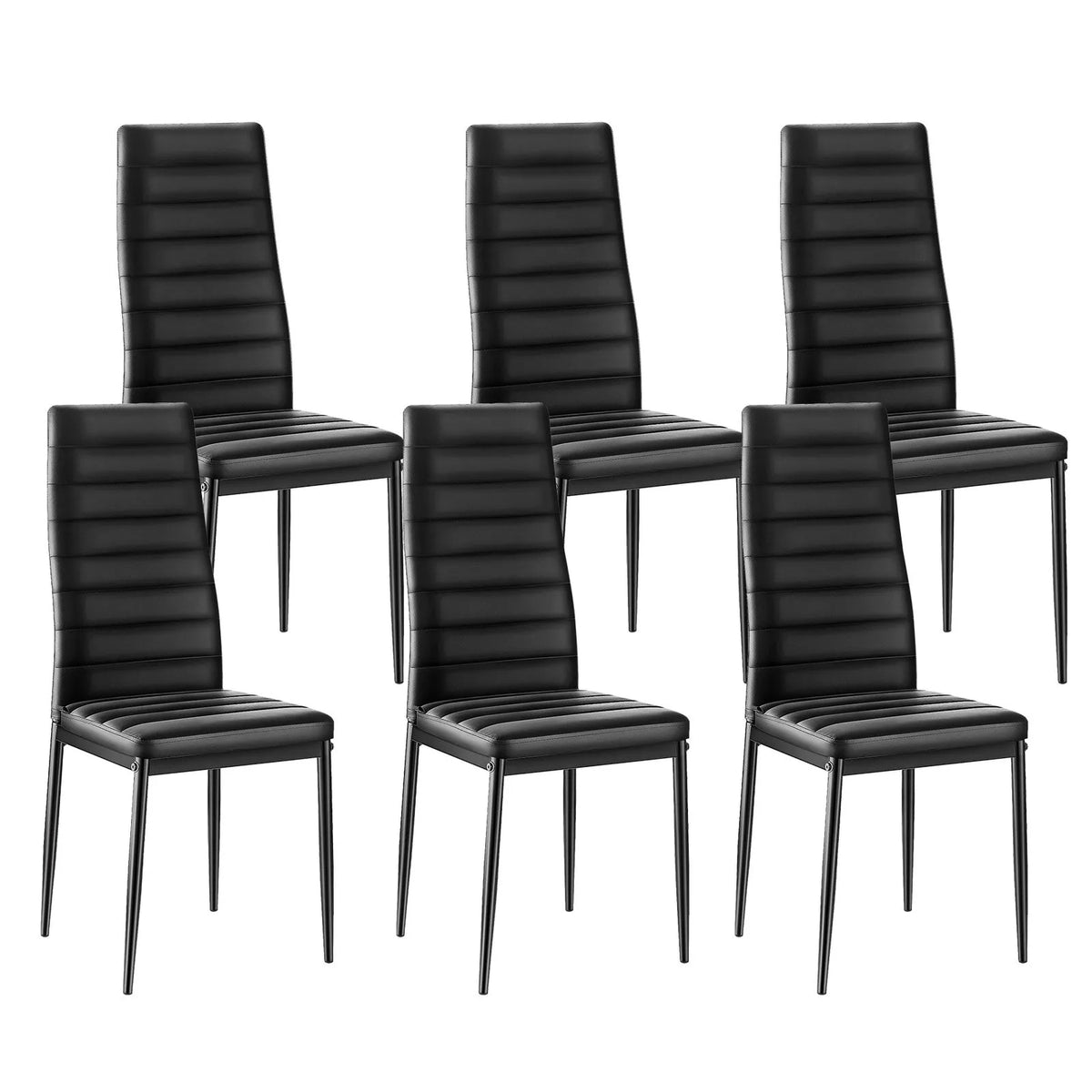 VEVOR 6 Pieces Modern Dining Chairs with Leather Upholstery, Metal Legs and Thick Padding, Black