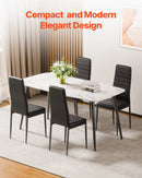 VEVOR 6 gab. mūsdienīgi ēdamistabas krēsli ar ādas apdari, metāla kājām un bieziem polsterējumiem, melni