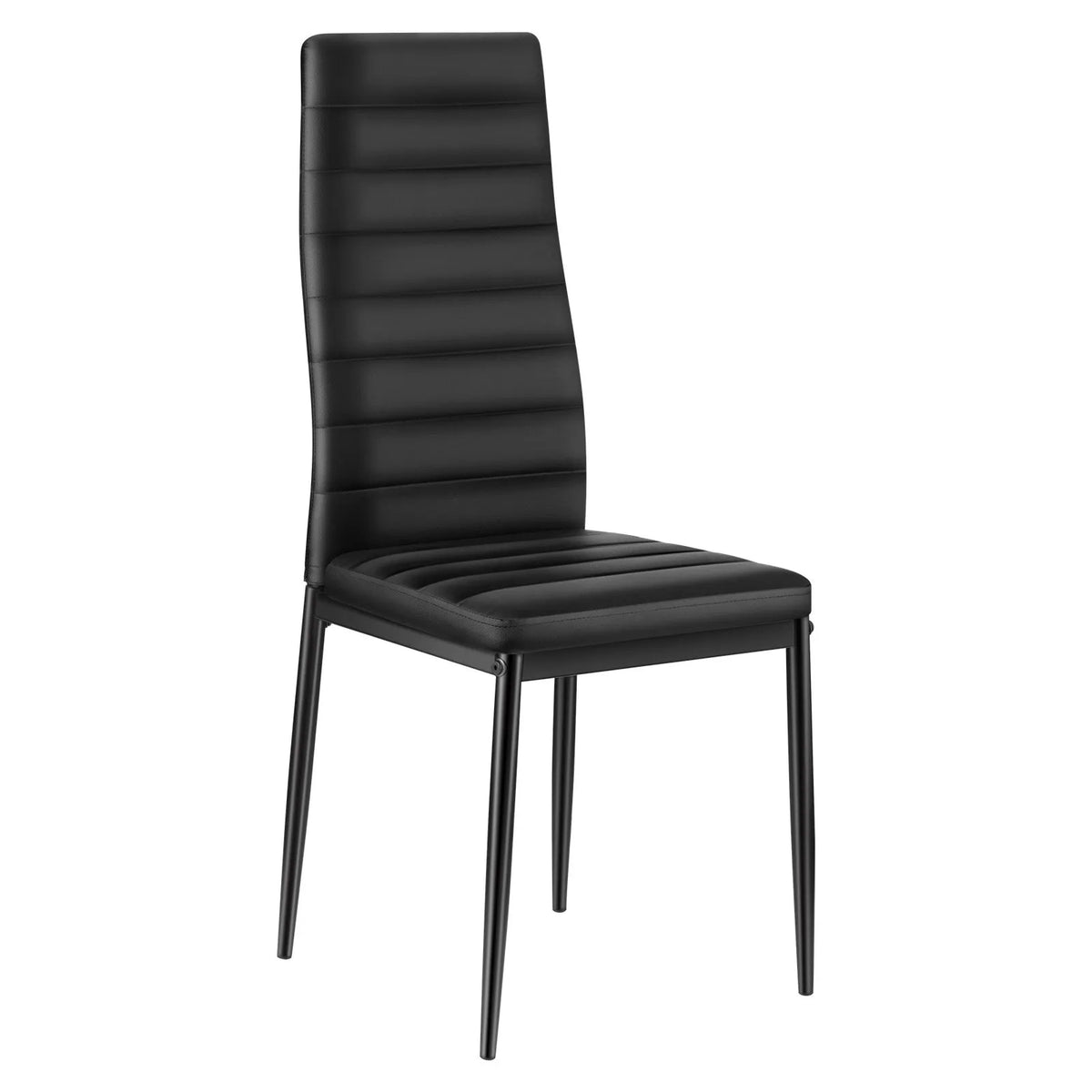 VEVOR 6 Pieces Modern Dining Chairs with Leather Upholstery, Metal Legs and Thick Padding, Black