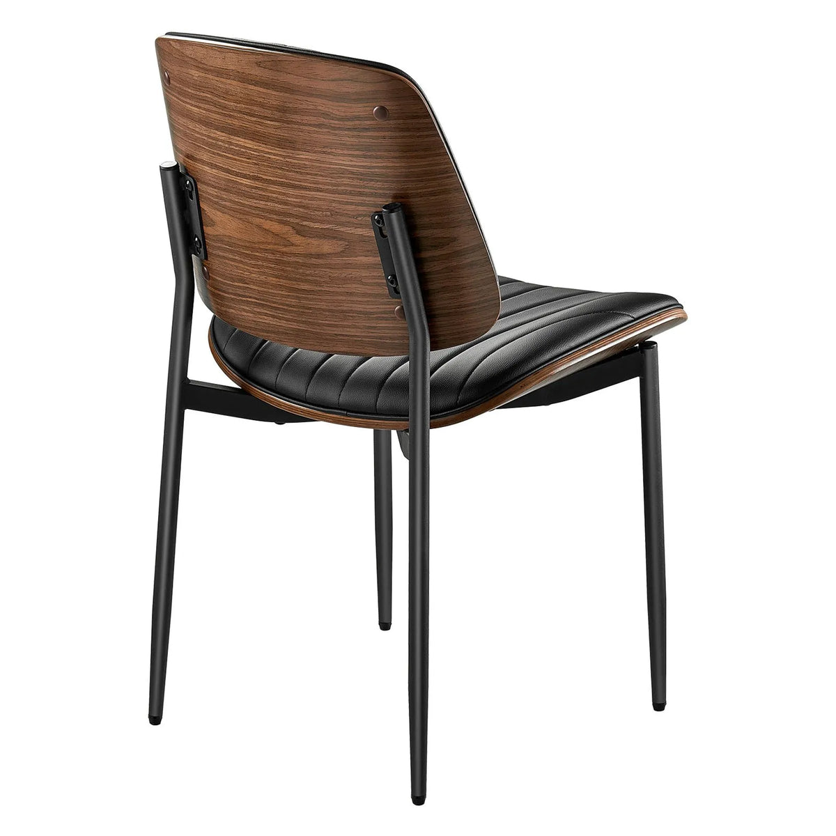 VEVOR 2 pcs Modern Chairs with Leather Upholstery, Thick Seats and Metal Legs, Black
