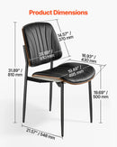 VEVOR 2 gab. mūsdienīgi krēsli ar ādas apdari, biezām sēdvietām un metāla kājām, melni