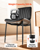 VEVOR 2 gab. mūsdienīgi krēsli ar ādas apdari, biezām sēdvietām un metāla kājām, melni