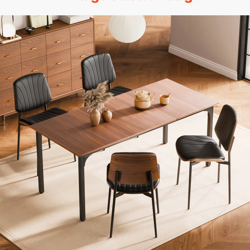 VEVOR 2 gab. mūsdienīgi krēsli ar ādas apdari, biezām sēdvietām un metāla kājām, melni