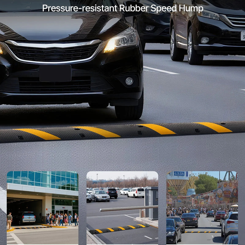 VEVOR 1830 mm gumijas ātrumvaļnis ar 2 kabeļu kanāliem, slodze līdz 9 979 kg/ass, smagās klases kabeļu aizsarguzbrauktuve ar izplešanās skrūvēm, piemērots asfaltam, betonam un grants segumam, 1 gab.