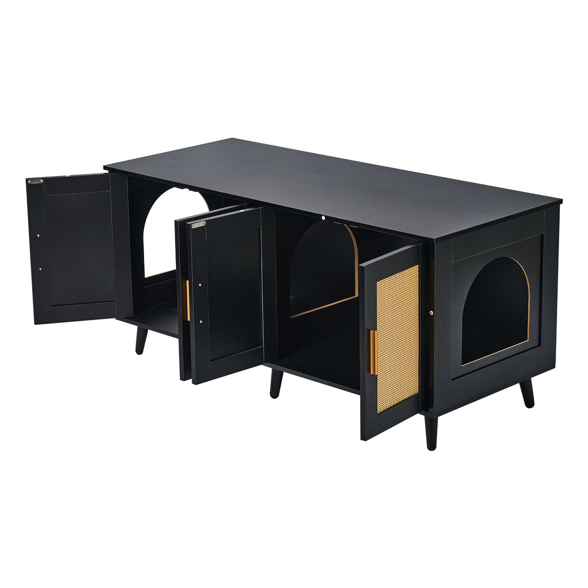 VEVOR kassiliivakasti kapp 2 kassile rotangustega, 120 × 50 × 55 cm, must