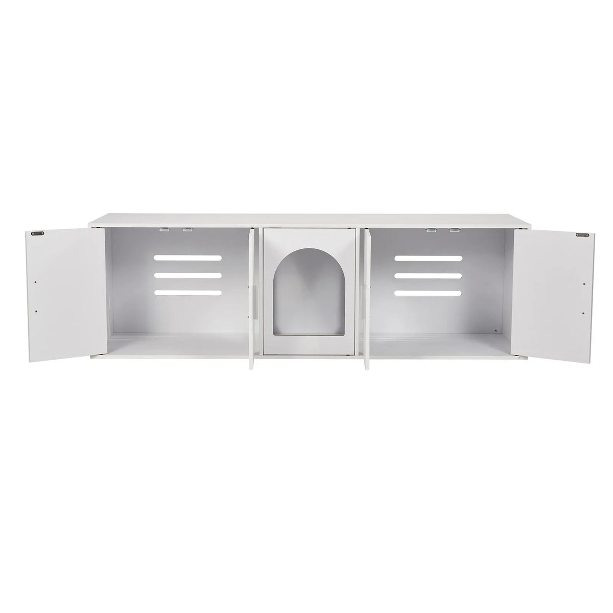 VEVOR wooden cat litter box cabinet with hidden toilet, 147 cm, white