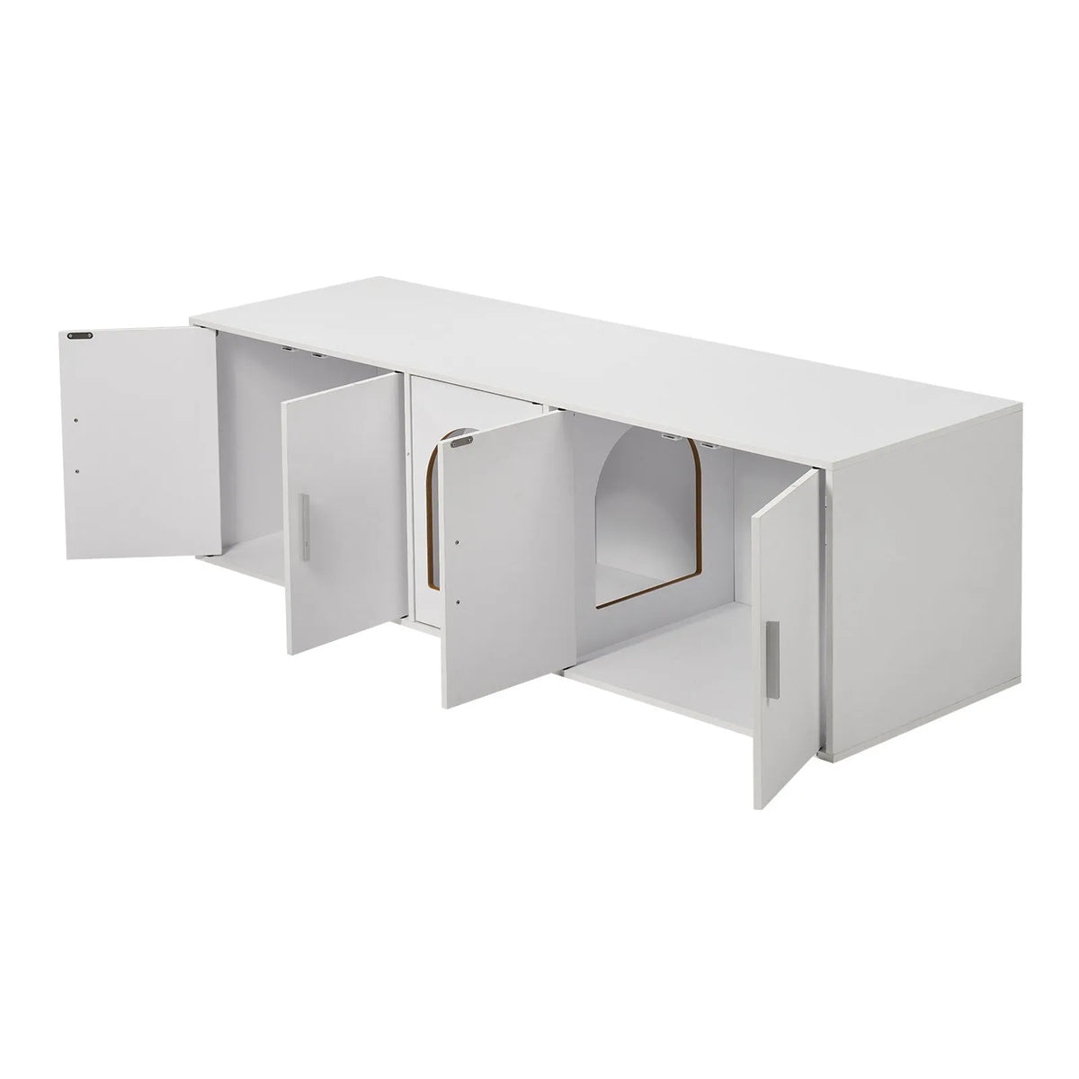 VEVOR wooden cat litter box cabinet with hidden toilet, 147 cm, white