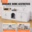 VEVOR Cat Litter Box Enclosure Wooden Litter Box Furniture Hidden 147.1 cm White