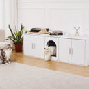 VEVOR Cat Litter Box Enclosure Wooden Litter Box Furniture Hidden 147.1 cm White