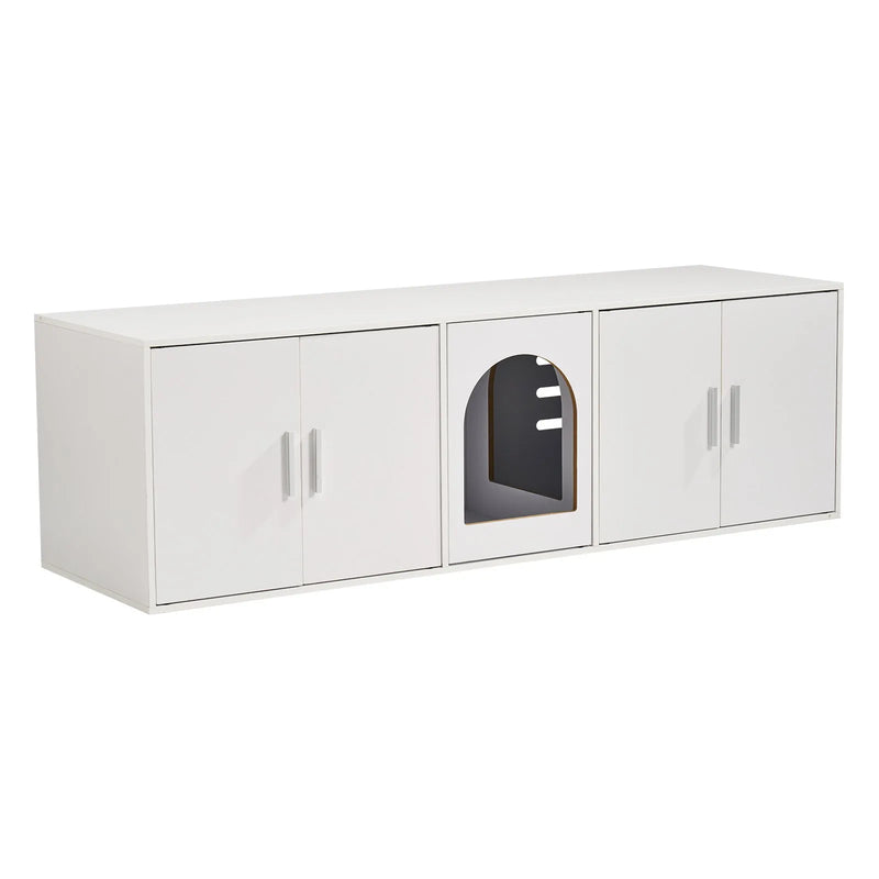 VEVOR Cat Litter Box Enclosure Wooden Litter Box Furniture Hidden 147.1 cm White