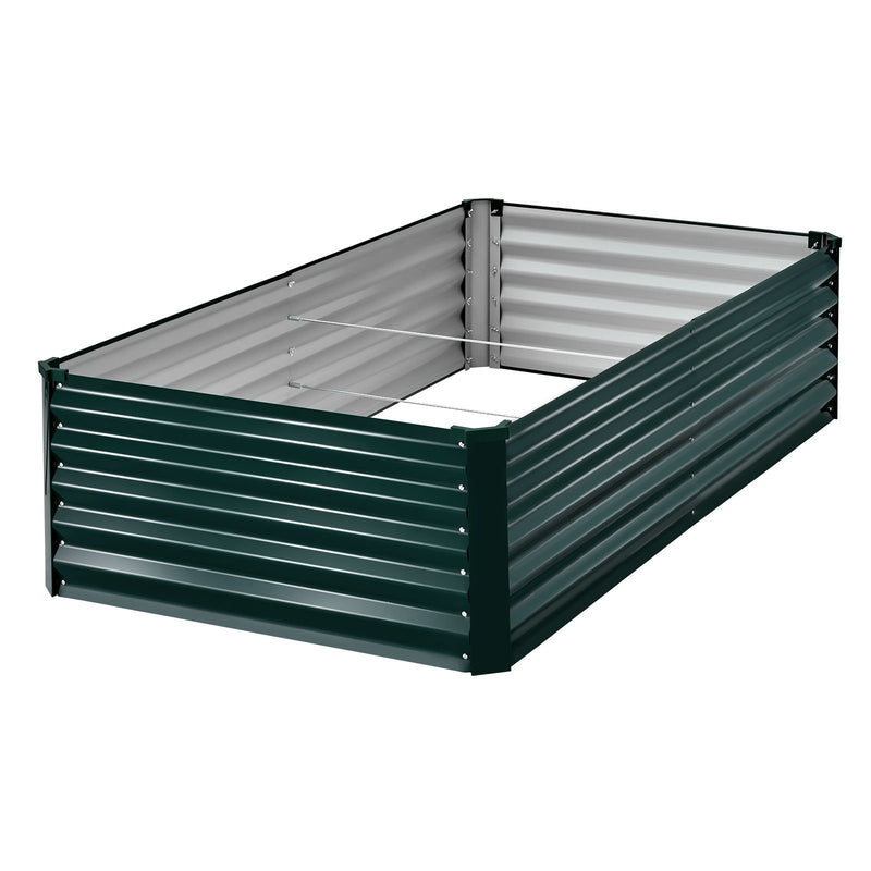 VEVOR cinkota paaugstinātā dārza dobe 2030 × 1020 × 460 mm, taisnstūra metāla stādīšanas kaste āra lietošanai, rūsas izturīga alu - cinka paaugstinātā dobe ar cimdiem, ziedu un dārzeņu audzēšanai, tumši zaļa - ZEMLETES.LV