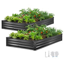 VEVOR 2 gab. cinkotas paaugstinātās dārza dobes 2400 × 1200 × 300 mm, taisnstūra metāla stādīšanas kastes komplekts āra lietošanai ar cimdiem, Alu-cinka pārklājums, ziedu un dārzeņu audzēšanai, tumši pelēka