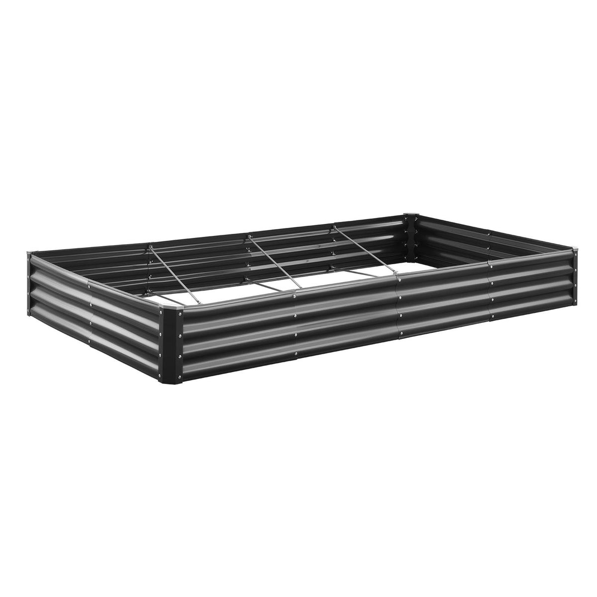 VEVOR metāla paaugstinātā dārza dobe 2,4 × 1,2 × 0,3 m, āra Galvalume stādīšanas kaste ar atvērtu apakšu, liela dobe dārzeņu, ziedu, garšaugu un sukulentu audzēšanai, tumši pelēka - ZEMLETES.LV