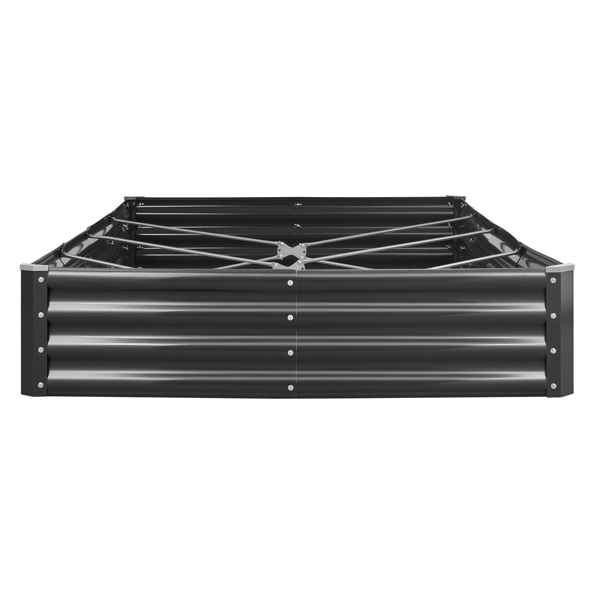 VEVOR metāla paaugstinātā dārza dobe 2,4 × 1,2 × 0,3 m, āra Galvalume stādīšanas kaste ar atvērtu apakšu, liela dobe dārzeņu, ziedu, garšaugu un sukulentu audzēšanai, tumši pelēka - ZEMLETES.LV