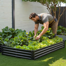 VEVOR metāla paaugstinātā dārza dobe 2,4 × 1,2 × 0,3 m, āra Galvalume stādīšanas kaste ar atvērtu apakšu, liela dobe dārzeņu, ziedu, garšaugu un sukulentu audzēšanai, tumši pelēka