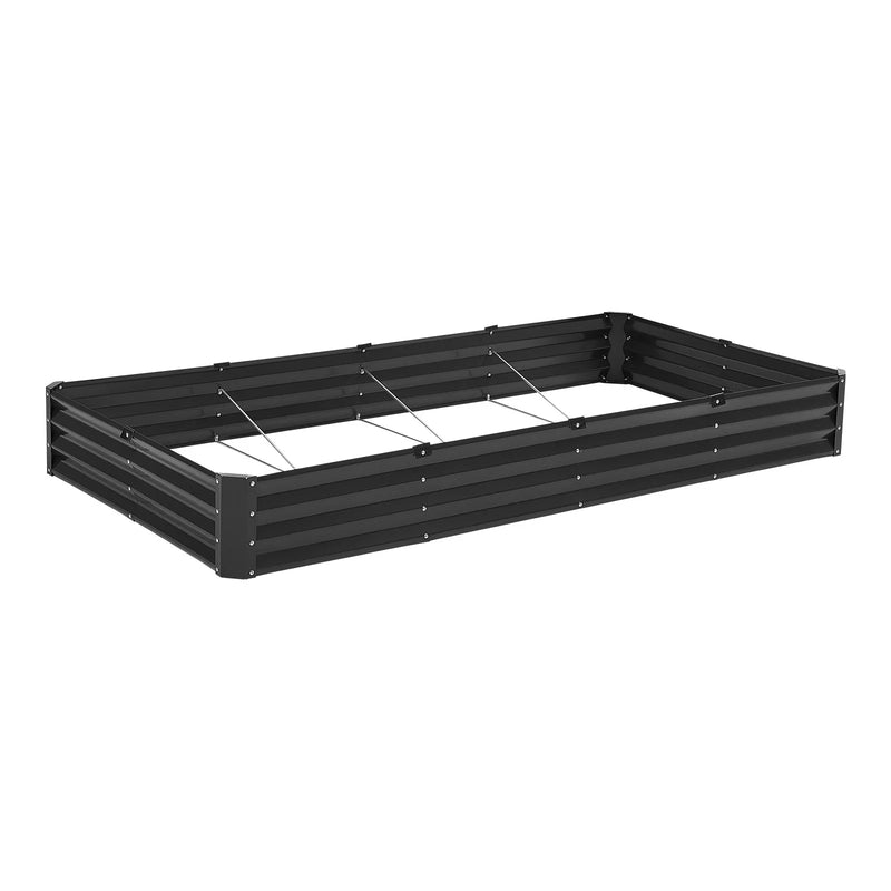 Metāla paaugstinātā dārza dobe 244 × 122 × 30 cm āra cinkota stādīšanas kaste tumši pelēka