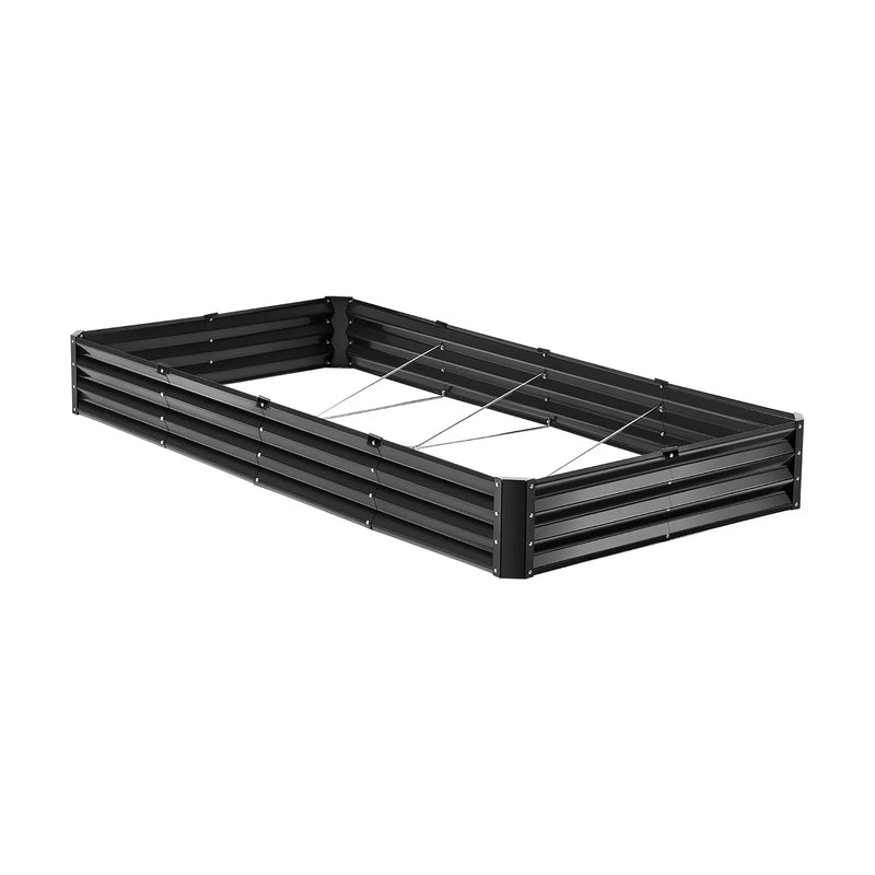 Metāla paaugstinātā dārza dobe 244 × 122 × 30 cm āra cinkota stādīšanas kaste tumši pelēka