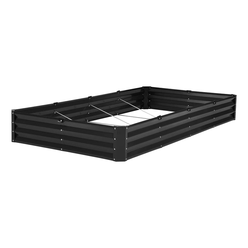Metāla paaugstinātā dārza dobe 244 × 122 × 30 cm āra cinkota stādīšanas kaste tumši pelēka