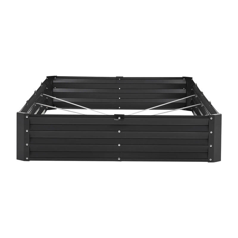 Metāla paaugstinātā dārza dobe 244 × 122 × 30 cm āra cinkota stādīšanas kaste tumši pelēka