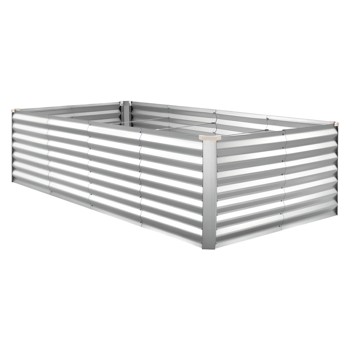 VEVOR cinkota paaugstinātā dārza dobe 2400 × 1200 × 620 mm, taisnstūra metāla stādīšanas kaste bez pamatnes ar cimdiem, Alu - cinka pārklājums, piemērota ziedu un dārzeņu audzēšanai, sudraba krāsā - ZEMLETES.LV