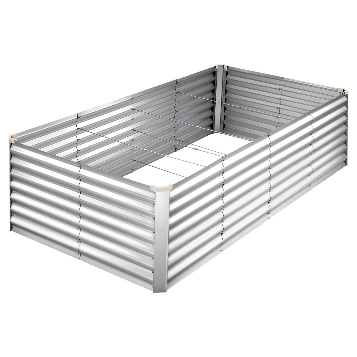 VEVOR cinkota paaugstinātā dārza dobe 2400 × 1200 × 620 mm, taisnstūra metāla stādīšanas kaste bez pamatnes ar cimdiem, Alu - cinka pārklājums, piemērota ziedu un dārzeņu audzēšanai, sudraba krāsā - ZEMLETES.LV