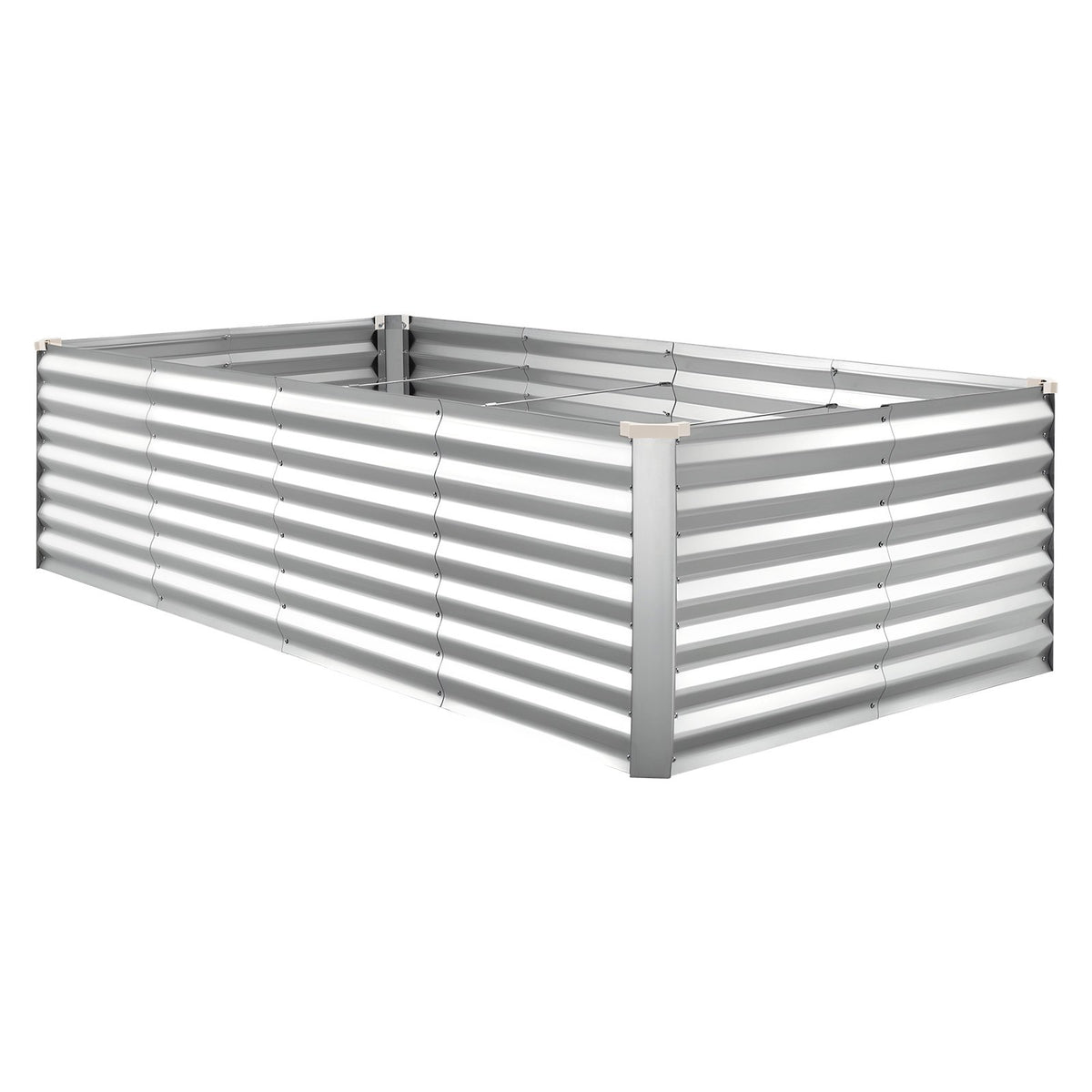 VEVOR cinkota paaugstinātā dārza dobe 2400 × 1200 × 620 mm, taisnstūra metāla stādīšanas kaste bez pamatnes ar cimdiem, Alu - cinka pārklājums, piemērota ziedu un dārzeņu audzēšanai, sudraba krāsā - ZEMLETES.LV