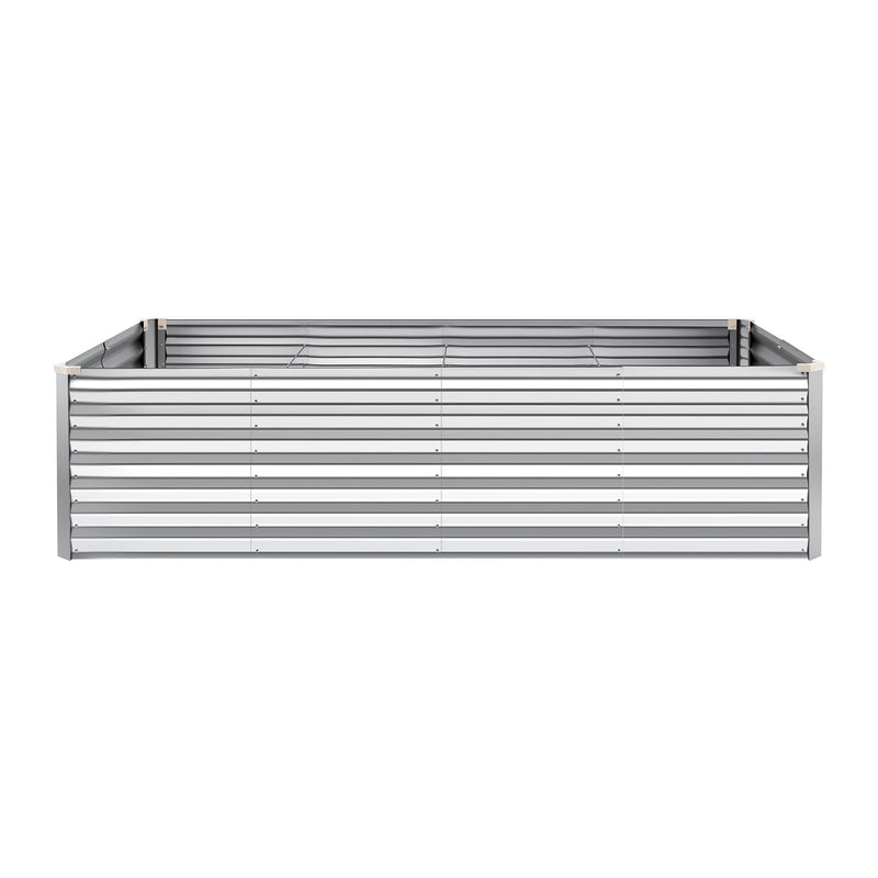 VEVOR cinkota paaugstinātā dārza dobe 2400 × 1200 × 620 mm, taisnstūra metāla stādīšanas kaste bez pamatnes ar cimdiem, Alu-cinka pārklājums, piemērota ziedu un dārzeņu audzēšanai, sudraba krāsā