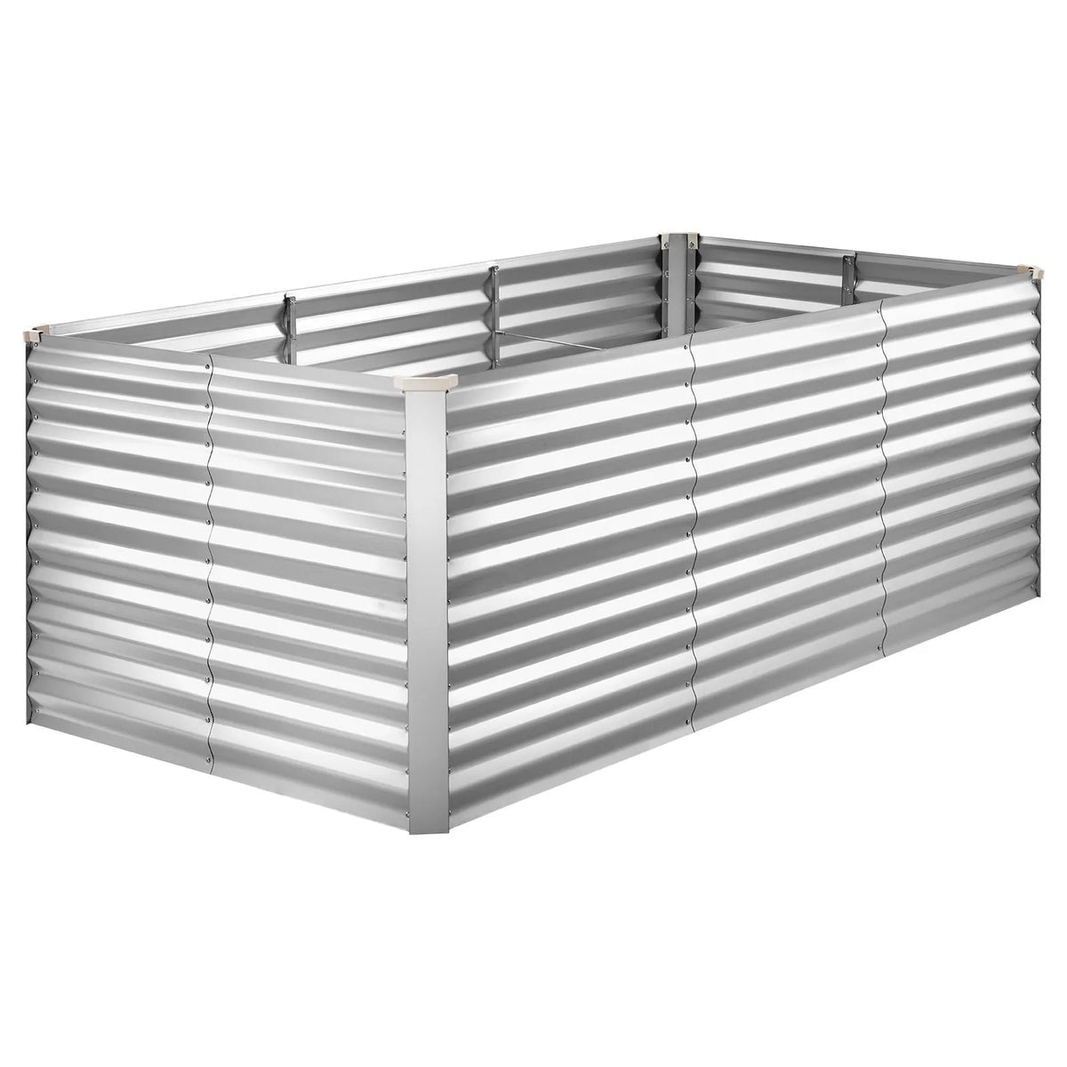 VEVOR Cinkota paaugstinātā dārza dobe 2400 x 1200 x 860 mm, taisnstūrveida metāla stādīšanas kaste āra lietošanai bez apakšas, alumīnija - cinka pārklājums, ar cimdiem, sudraba krāsa, ziedu un dārzeņu audzēšanai - ZEMLETES.LV