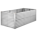 VEVOR Cinkota paaugstinātā dārza dobe 2400 x 1200 x 860 mm, taisnstūrveida metāla stādīšanas kaste āra lietošanai bez apakšas, alumīnija-cinka pārklājums, ar cimdiem, sudraba krāsa, ziedu un dārzeņu audzēšanai