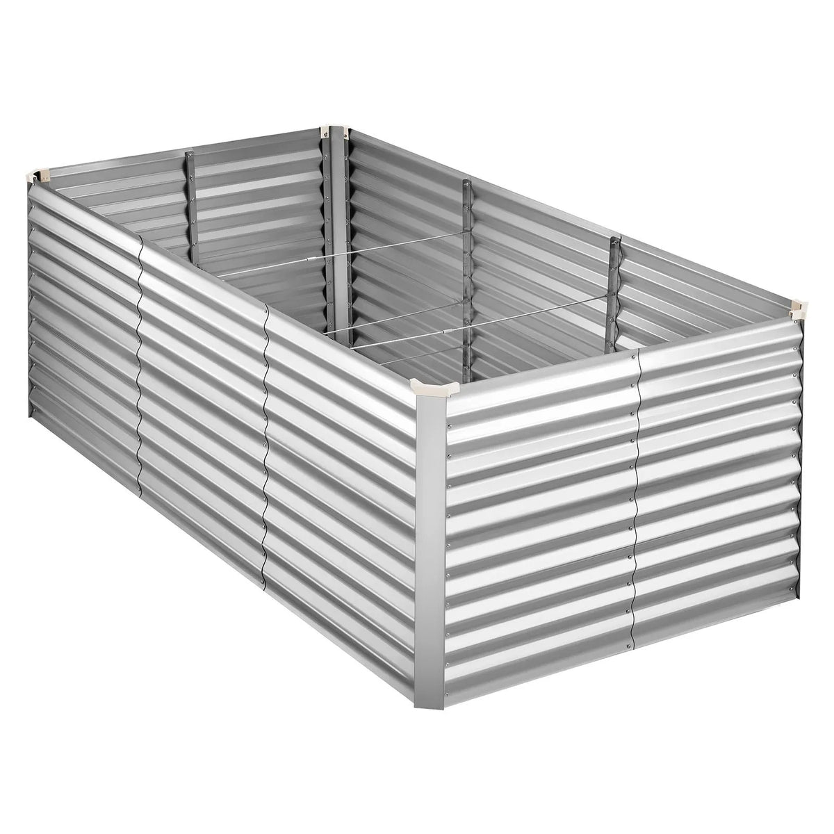 VEVOR Cinkota paaugstinātā dārza dobe 2400 x 1200 x 860 mm, taisnstūrveida metāla stādīšanas kaste āra lietošanai bez apakšas, alumīnija - cinka pārklājums, ar cimdiem, sudraba krāsa, ziedu un dārzeņu audzēšanai - ZEMLETES.LV
