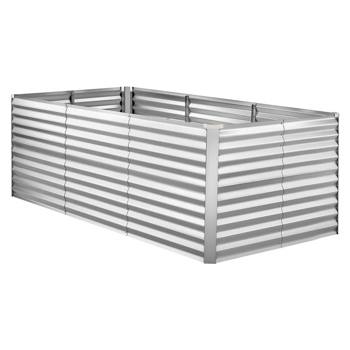 VEVOR Cinkota paaugstinātā dārza dobe 2400 x 1200 x 860 mm, taisnstūrveida metāla stādīšanas kaste āra lietošanai bez apakšas, alumīnija - cinka pārklājums, ar cimdiem, sudraba krāsa, ziedu un dārzeņu audzēšanai - ZEMLETES.LV