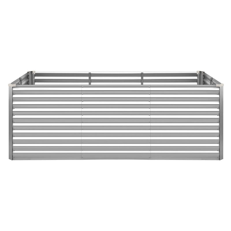 VEVOR Cinkota paaugstinātā dārza dobe 2400 x 1200 x 860 mm, taisnstūrveida metāla stādīšanas kaste āra lietošanai bez apakšas, alumīnija-cinka pārklājums, ar cimdiem, sudraba krāsa, ziedu un dārzeņu audzēšanai