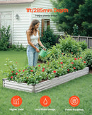 Metāla paaugstinātā dārza dobe 366 × 122 × 30 cm āra cinkota stādīšanas kaste sudraba krāsā