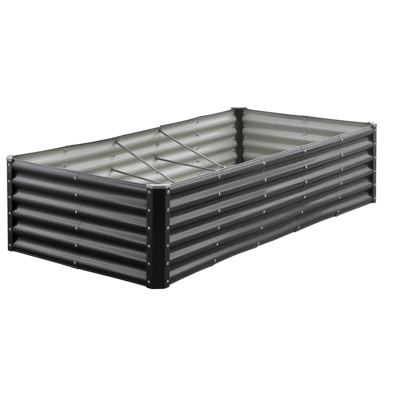 VEVOR metāla paaugstinātā dārza dobe 1,8 × 0,9 × 0,4 m, cinkota āra stādīšanas kaste ar atvērtu apakšu, liela stādīšanas dobe dārzeņu, ziedu, garšaugu un sukulentu audzēšanai, tumši pelēka