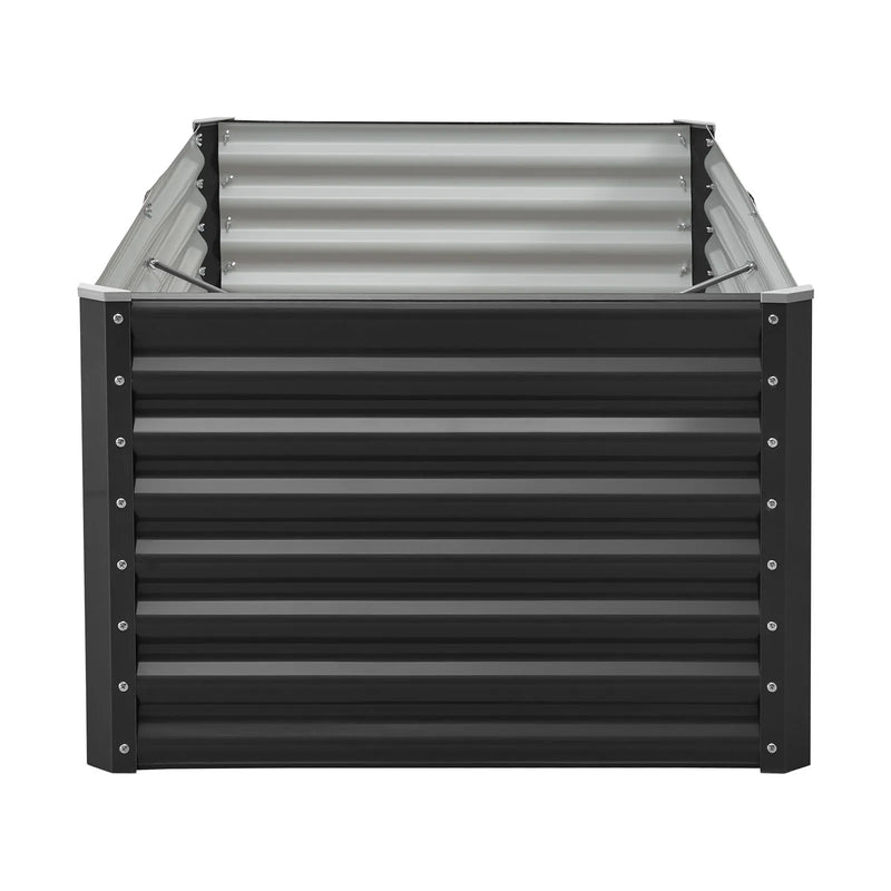 VEVOR metāla paaugstinātā dārza dobe 1,8 × 0,9 × 0,4 m, cinkota āra stādīšanas kaste ar atvērtu apakšu, liela stādīšanas dobe dārzeņu, ziedu, garšaugu un sukulentu audzēšanai, tumši pelēka