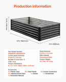 VEVOR metāla paaugstinātā dārza dobe 1,8 × 0,9 × 0,4 m, cinkota āra stādīšanas kaste ar atvērtu apakšu, liela stādīšanas dobe dārzeņu, ziedu, garšaugu un sukulentu audzēšanai, tumši pelēka