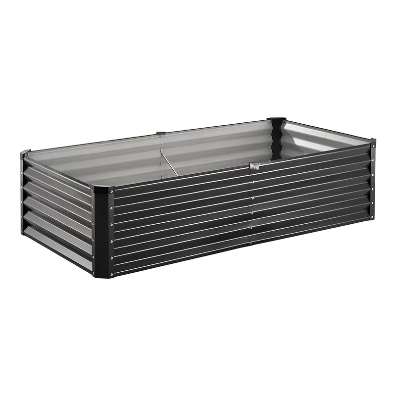 Metāla paaugstinātā dārza dobe 183 × 91 × 46 cm āra cinkota stādīšanas kaste tumši pelēka