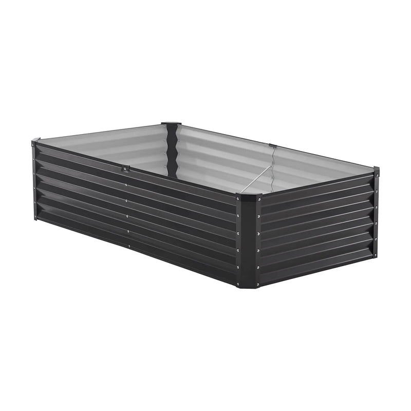 Metāla paaugstinātā dārza dobe 183 × 91 × 46 cm āra cinkota stādīšanas kaste tumši pelēka