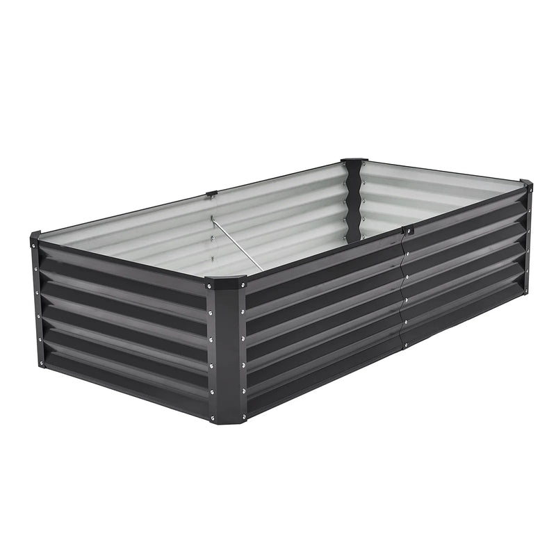 Metāla paaugstinātā dārza dobe 183 × 91 × 46 cm āra cinkota stādīšanas kaste tumši pelēka