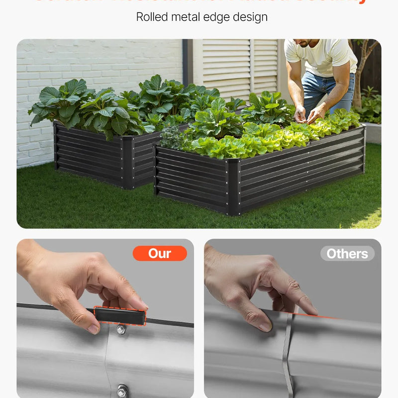 Metāla paaugstinātā dārza dobe 183 × 91 × 46 cm āra cinkota stādīšanas kaste tumši pelēka
